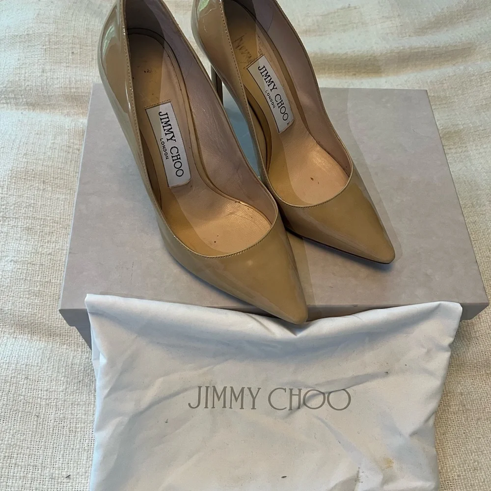 Jimmy Choo Nude ROMY 100 Heels, Size 35